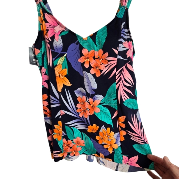 $5 ADD TO BUNDLE Swim Solutions Womens Floral Tankini Top Multicolor 8 BIN X - Picture 2 of 14